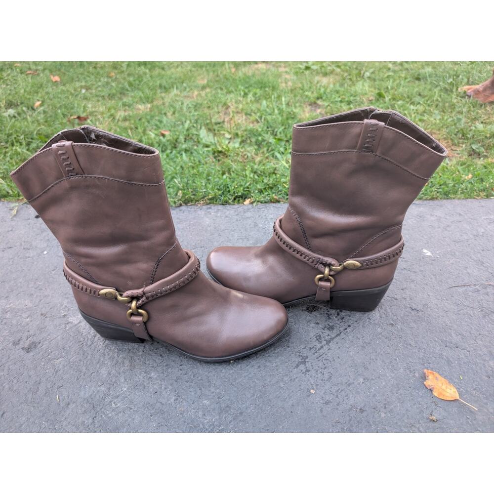 B. MAKOWSKY Womens Hudson Leather Western Boots Sz 7.5M w/Removable Harness